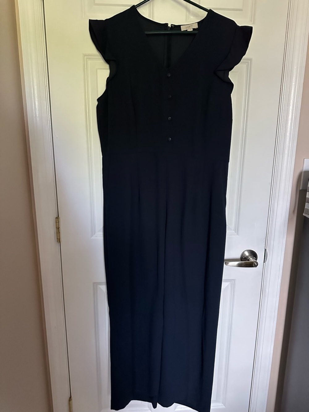 LOFT Black V-Neck Flutter Sleeve Jumpsuit